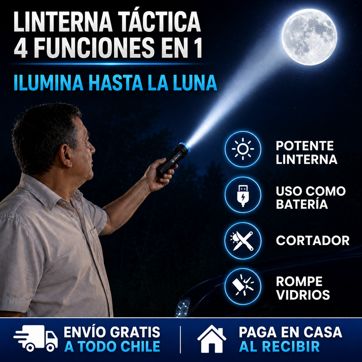 Linterna LED de Emergencia 4 en 1